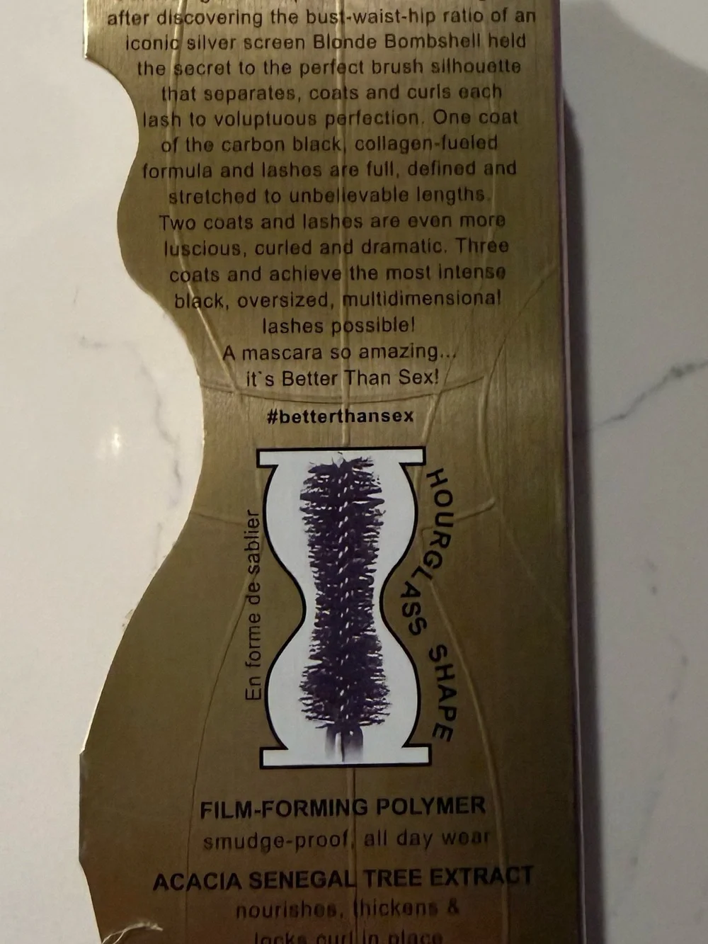 Like Too Faced Mascara Tube in Metallic Pink and Gold Packaging